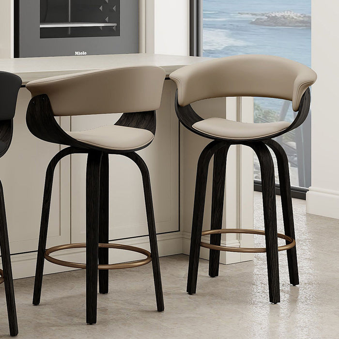 Holt 26" Counter Stool with Swivel, Mushroom and Walnut ( set of 2)