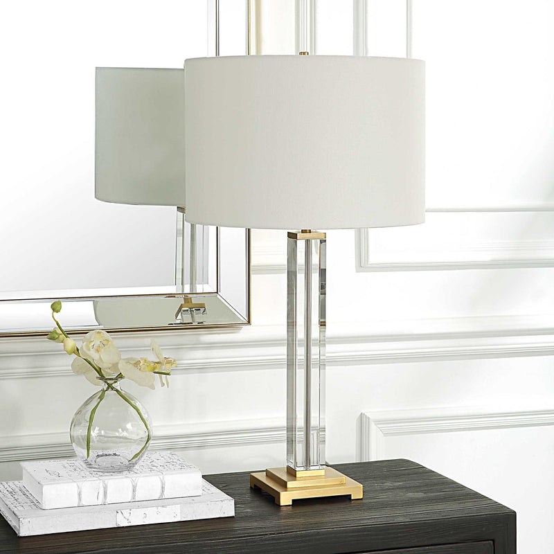 Crystal Column - Table Lamp - Silver