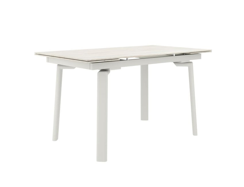 Bellaro and Caspian 7pc Dining Set - Travertine and Cream Table and Sand and Natural Chairs