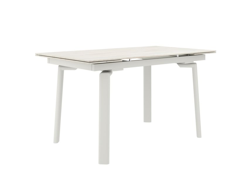 Bellaro and Caspian 7pc Dining Set - Travertine and Cream Table and Sand and Natural Chairs