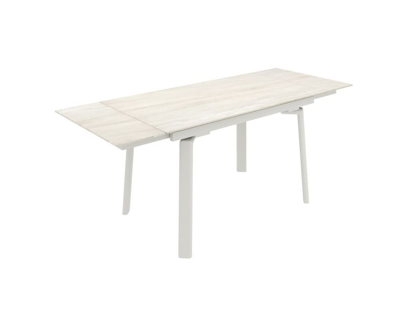 Bellaro and Caspian 7pc Dining Set - Travertine and Cream Table and Sand and Natural Chairs