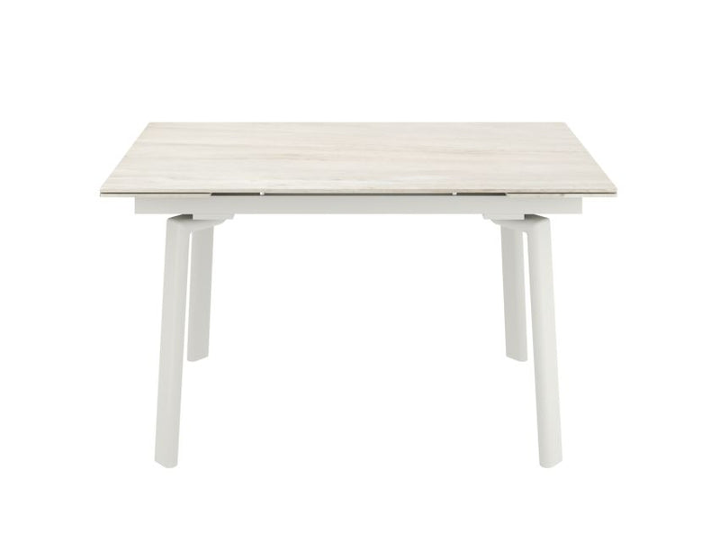 Bellaro and Caspian 7pc Dining Set - Travertine and Cream Table and Sand and Natural Chairs