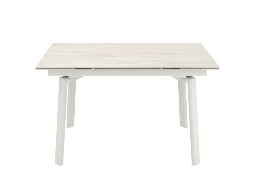 Bellaro and Caspian 7pc Dining Set - Travertine and Cream Table and Sand and Natural Chairs