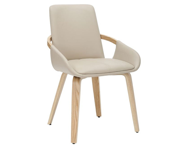 Bellaro and Caspian 7pc Dining Set - Travertine and Cream Table and Sand and Natural Chairs