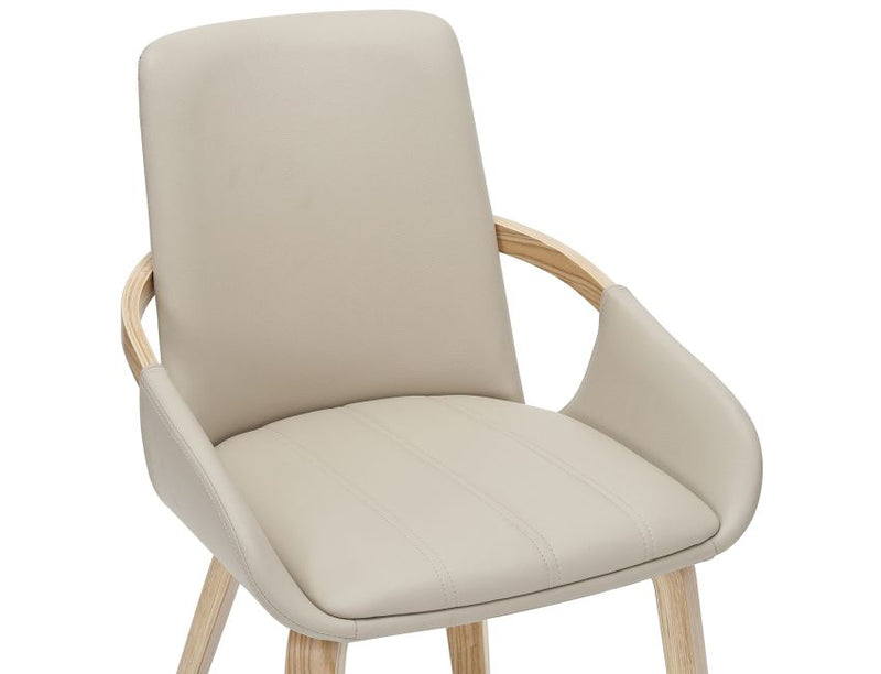 Bellaro and Caspian 7pc Dining Set - Travertine and Cream Table and Sand and Natural Chairs
