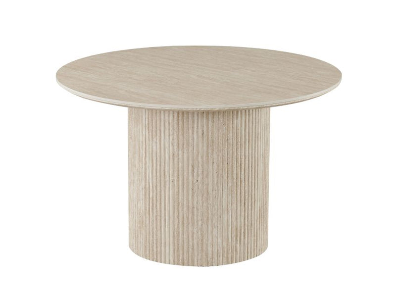 Thalia and Celest 5pc Dining Set - Ivory and Travertine Table and Dark Taupe Chairs