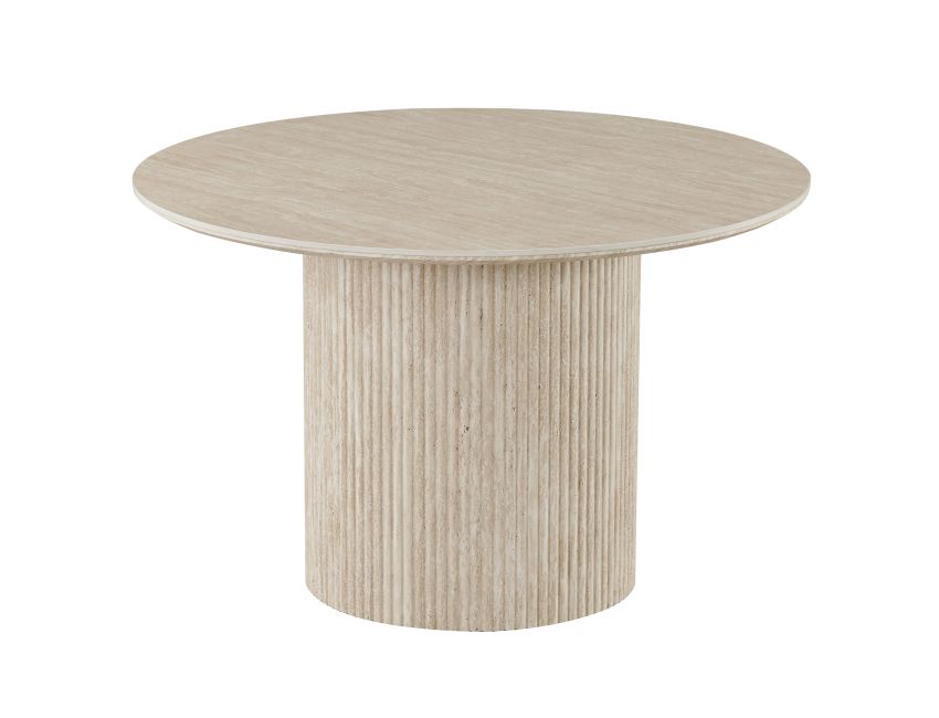 Thalia and Celest 5pc Dining Set - Ivory and Travertine Table and Dark Taupe Chairs