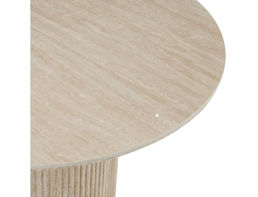 Thalia and Celest 5pc Dining Set - Ivory and Travertine Table and Dark Taupe Chairs
