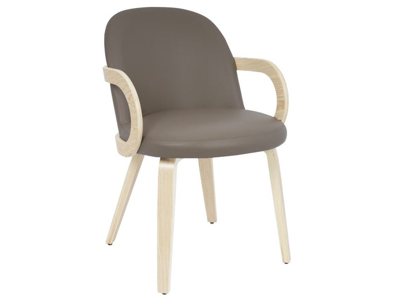 Thalia and Celest 5pc Dining Set - Ivory and Travertine Table and Dark Taupe Chairs