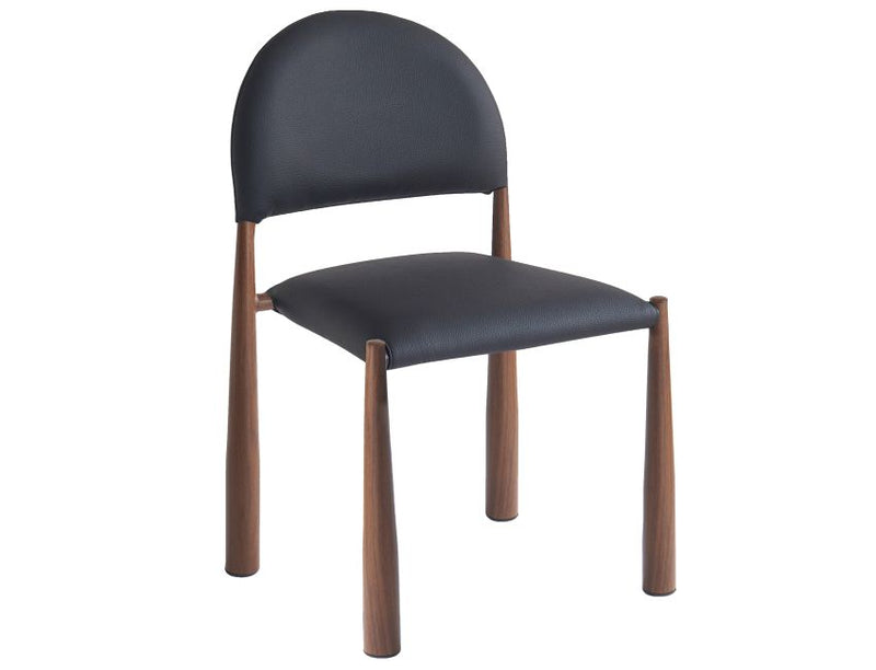 Zaloa and Auggie 9pc Dining Set - Walnut Table and Black Chairs