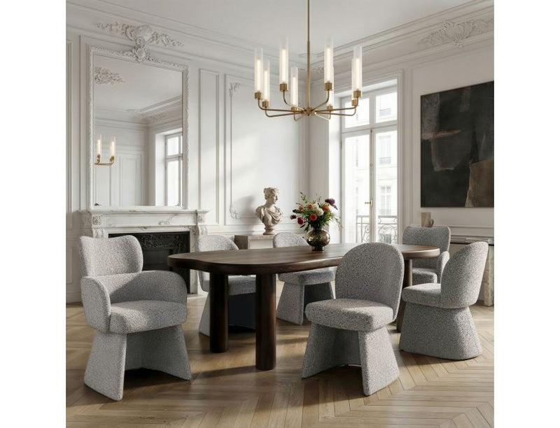 Zaloa and Noelle and Titani 7pc Dining Set - Walnut Table and Beige Chairs