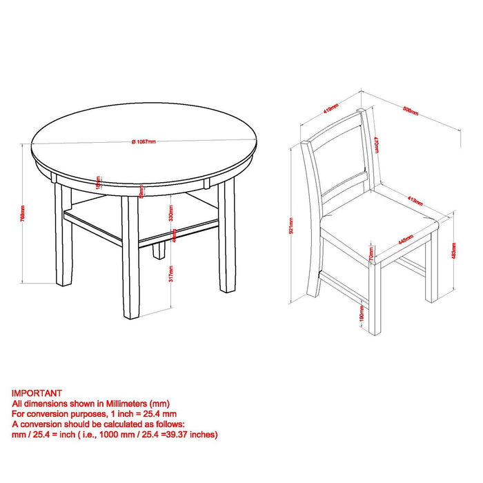 Samuel 5pc Dining Set Whitewash