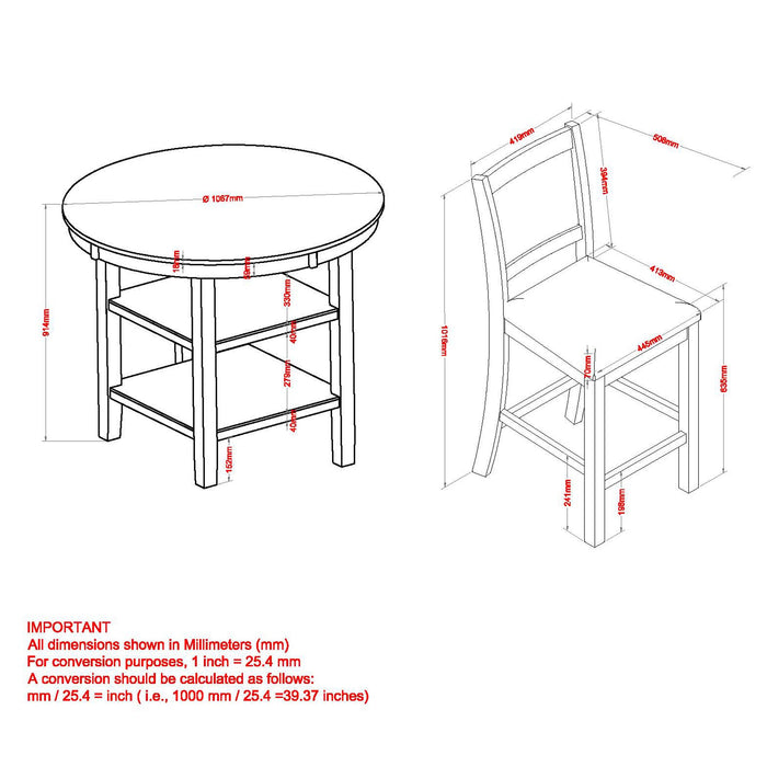 Samuel 5pc Pub Set Whitewash