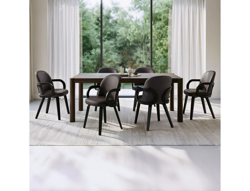 Advik and Celest 7pc Dining Set - Mocha Table and Brown and Dark Walnut Chairs