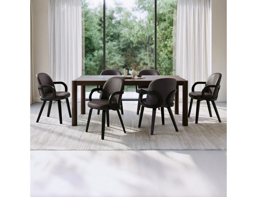 Advik and Celest 7pc Dining Set - Mocha Table and Brown and Dark Walnut Chairs