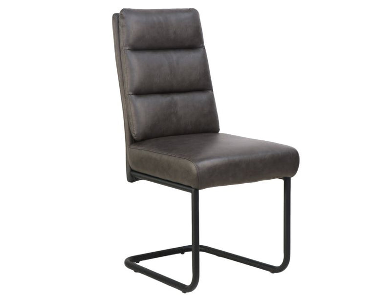 Advik and Brodi 7pc Dining Set - Walnut Table and Charcoal Faux Leather Chairs