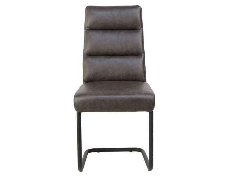 Advik and Brodi 7pc Dining Set - Walnut Table and Charcoal Faux Leather Chairs