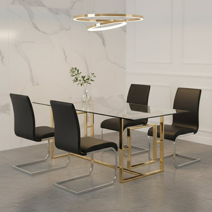 Eros Maxim 5pc Dining Set Gold/Black