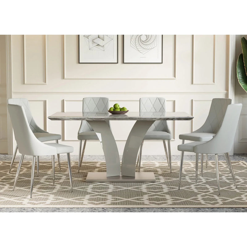 Napoli/Devo 7pc Dining Set, Grey/Light Grey - Furniture Depot