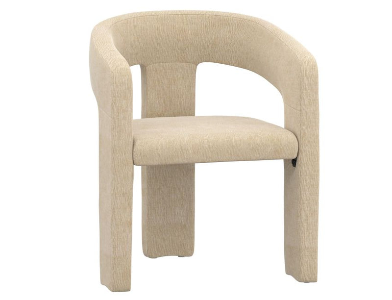 Seaton and Amara 5pc Dining Set - Walnut and Travertine Table and Beige Chairs