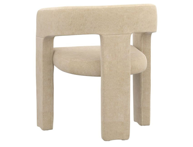 Seaton and Amara 5pc Dining Set - Walnut and Travertine Table and Beige Chairs