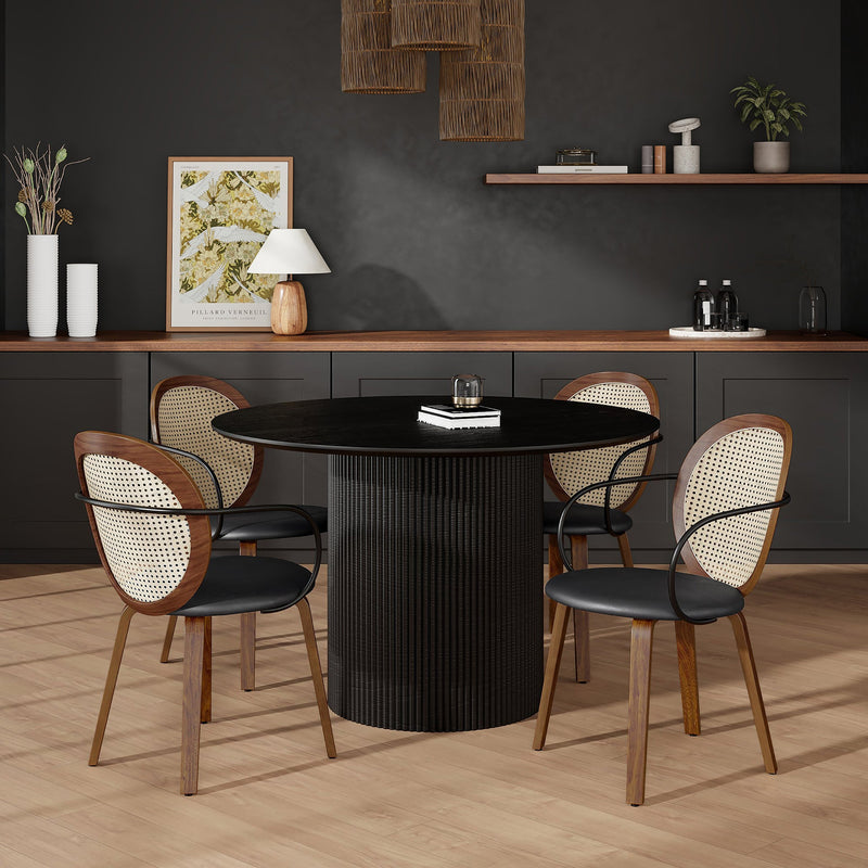 Tovas Rnd Blk Orias Wal 5pc Dining Set