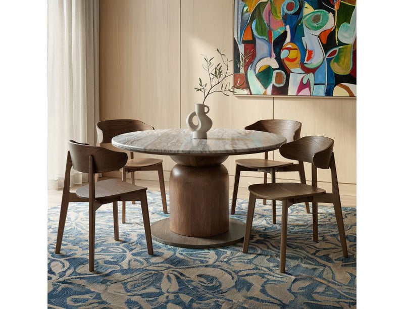 Martina and Khari 5pc Dining Set - Walnut Table and Walnut Chairs