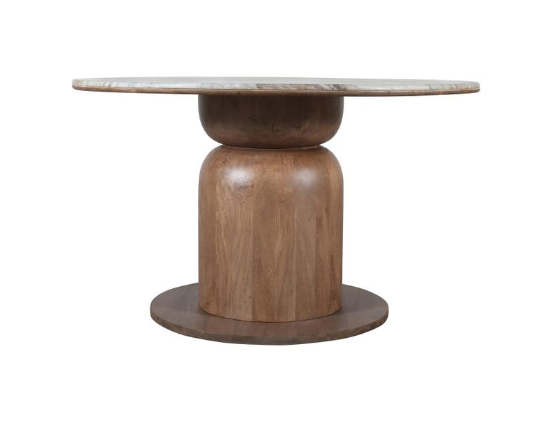 Martina and Titani 5pc Dining Set - Walnut Table and Brown Chairs
