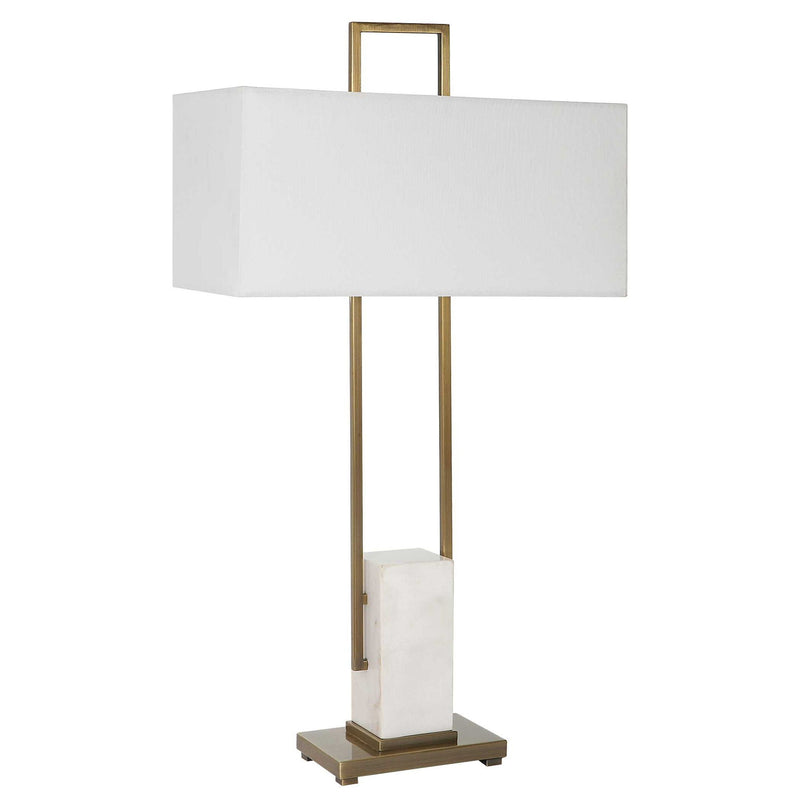 Column - White Marble Table Lamp