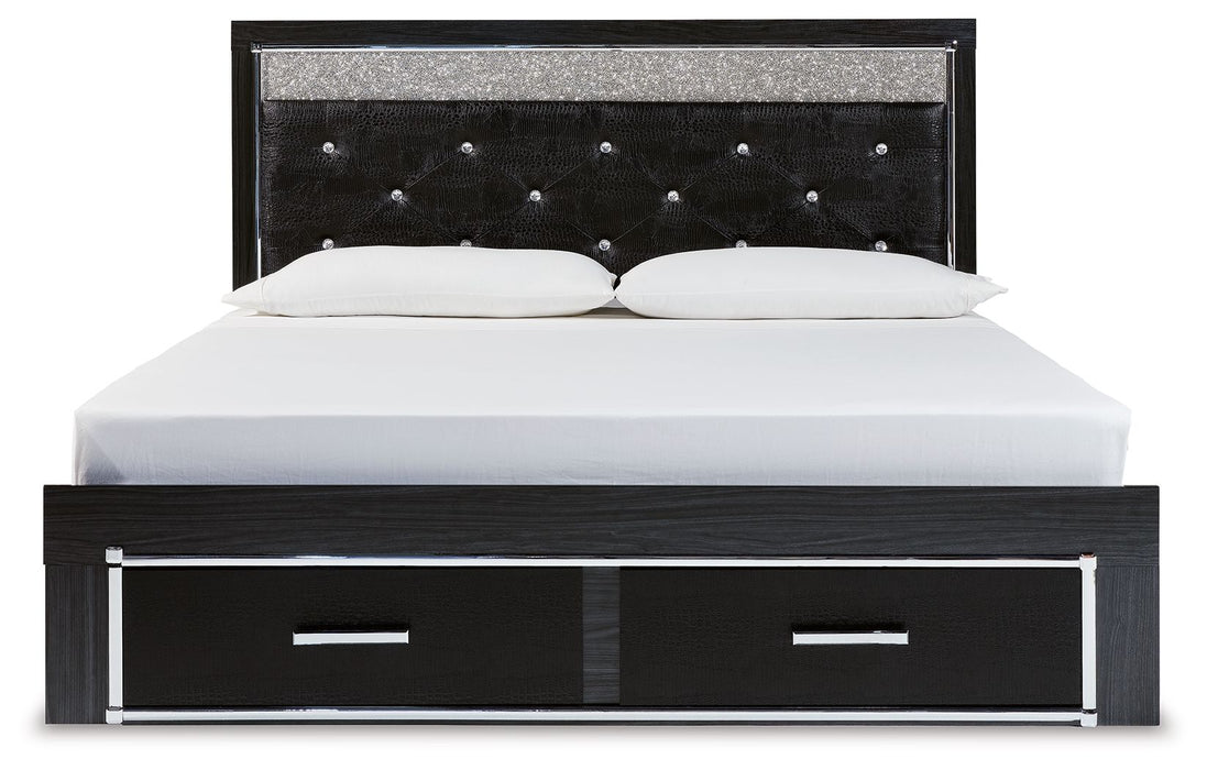 Kaydell Black Upholstered Glitter Panel Storage Bed