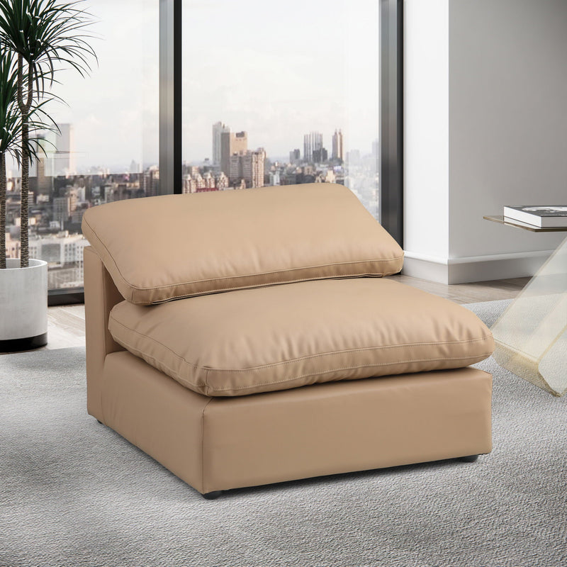 Comfy - Faux Leather Armless Chair - Tan