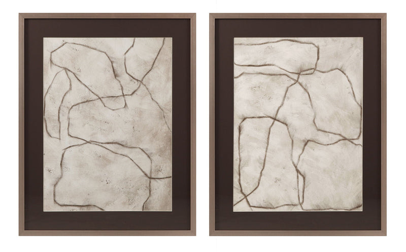 Past And Present Framed Print (Set of 2) - Gray, Off White