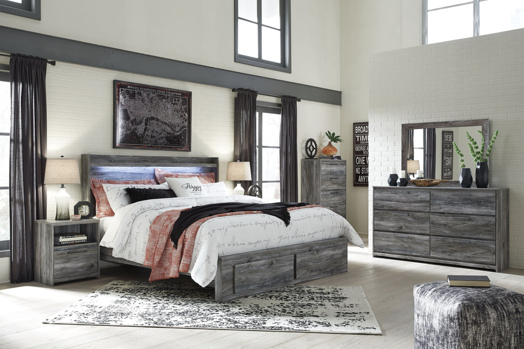 Baystorm Gray Panel Bed With 2 Storage Drawers - Queen