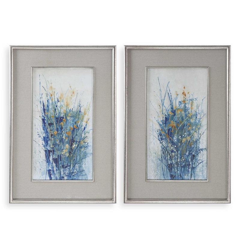 Indigo Florals - Framed Art (Set of 2) - Blue