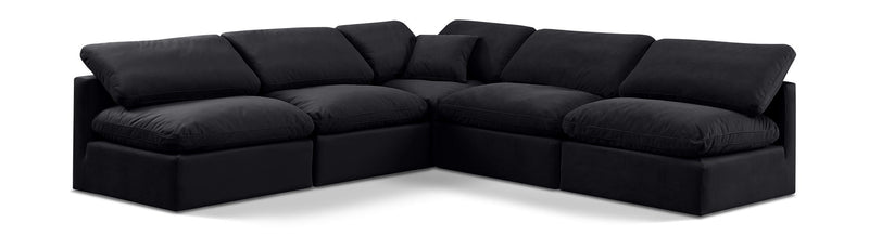 Indulge - Velvet 5 Piece Modular Corner Armless Sectional