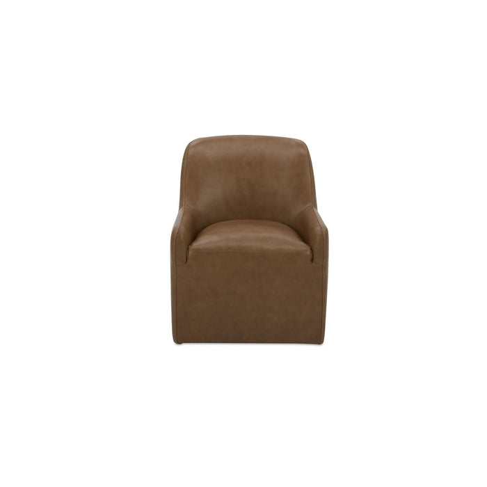 Maisie - Leather Rolling Dining Chair - Tan