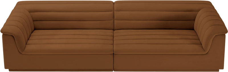 Cascade - Velvet Modular Sofa - Saddle