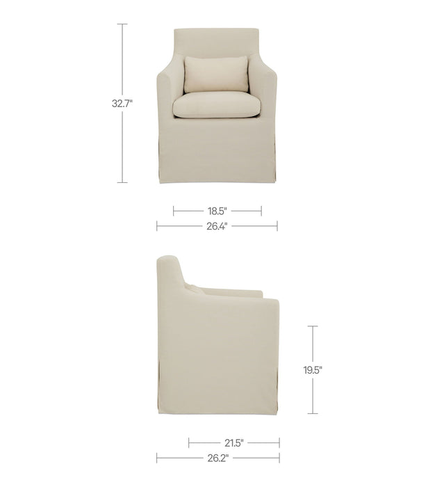 Lydia - Outdoor Slipcover Dining Chair - Cream