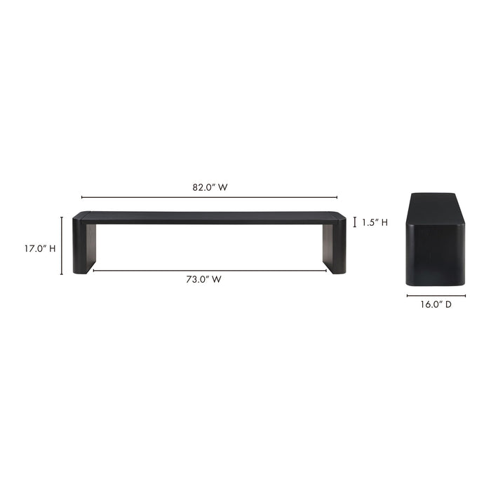 Post - Large Oak Dining Bench - Black