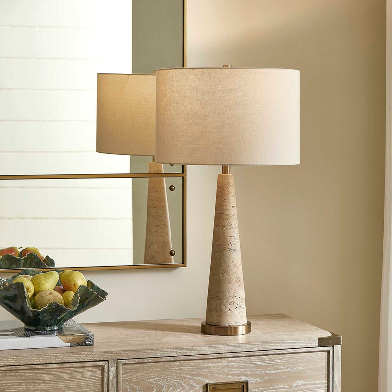 Perkins - Travertine Table Lamp - Brown
