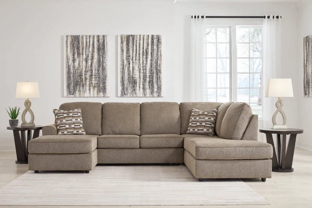 O'Phannon 2-Piece Sectional with left-arm facing sofa chaise and right-arm facing corner chaise - Putty