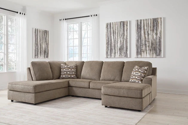 O'Phannon 2-Piece Sectional with left-arm facing corner chaise and right-arm facing sofa chaise -  Putty