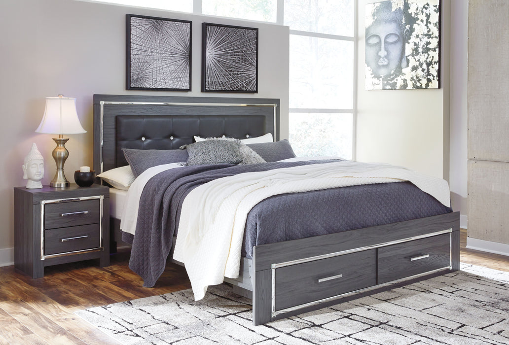 Lodanna Gray Platform Bed With 2 Storage Drawers