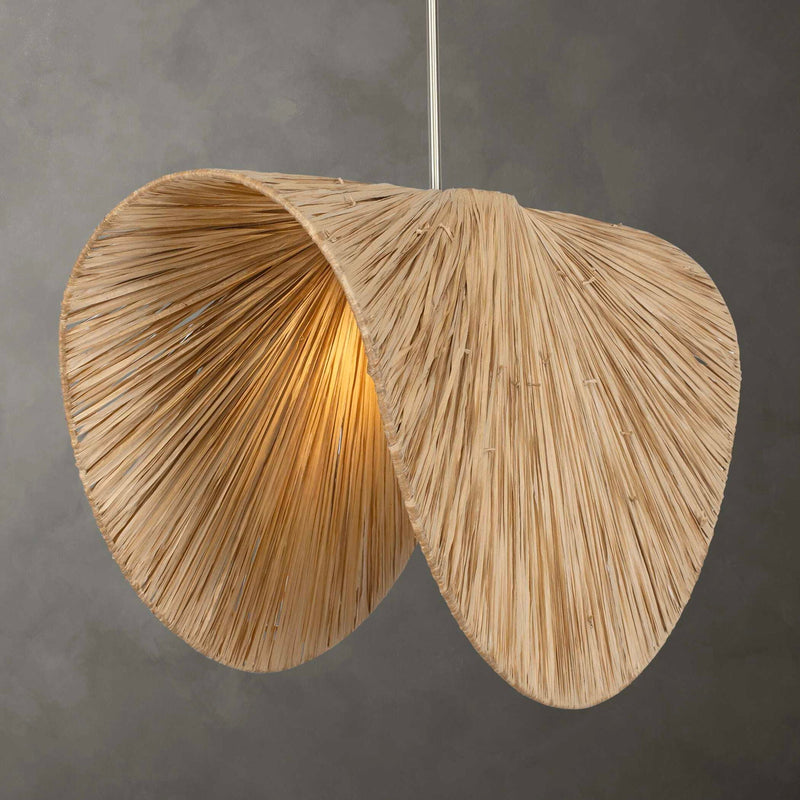 Bend - 1 Light Raffia Pendant - Light Brown
