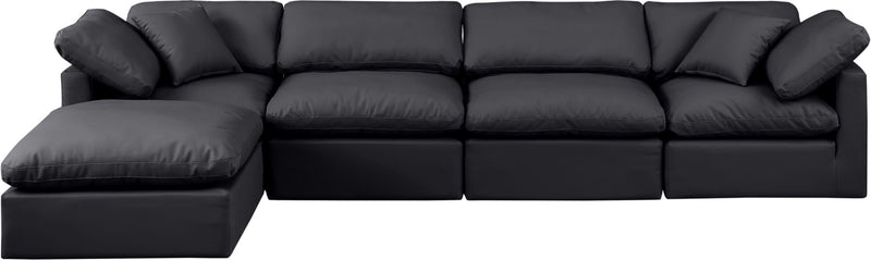 Indulge - Faux Leather 5 Piece Modular Sectional With Chaise