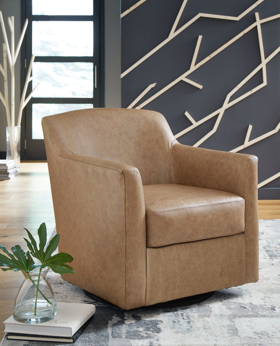 Bradney - Swivel Accent Chair - Leather Match - Tumbleweed