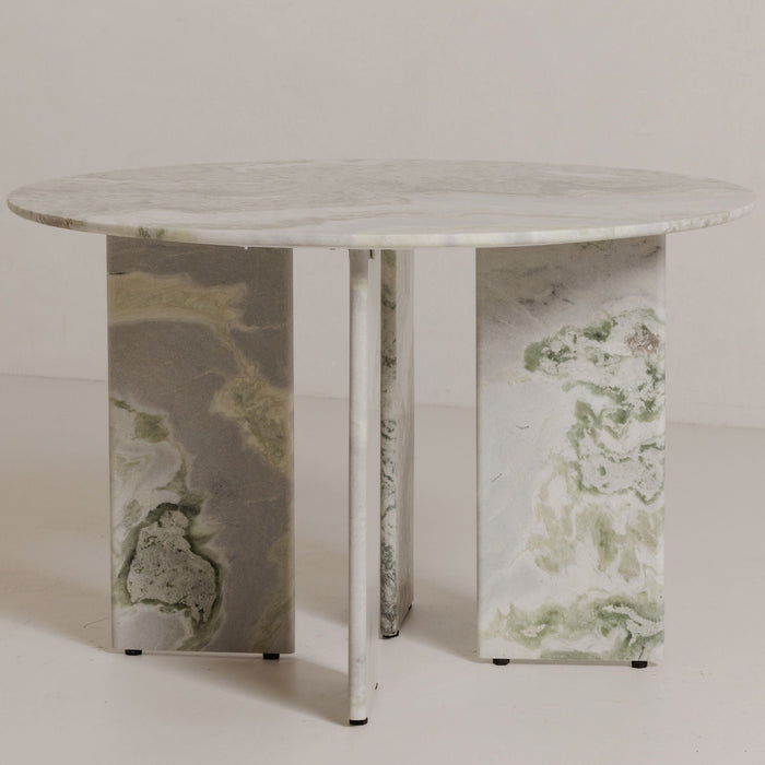 Celia - Round Dining Table - Green / Onyx Marble