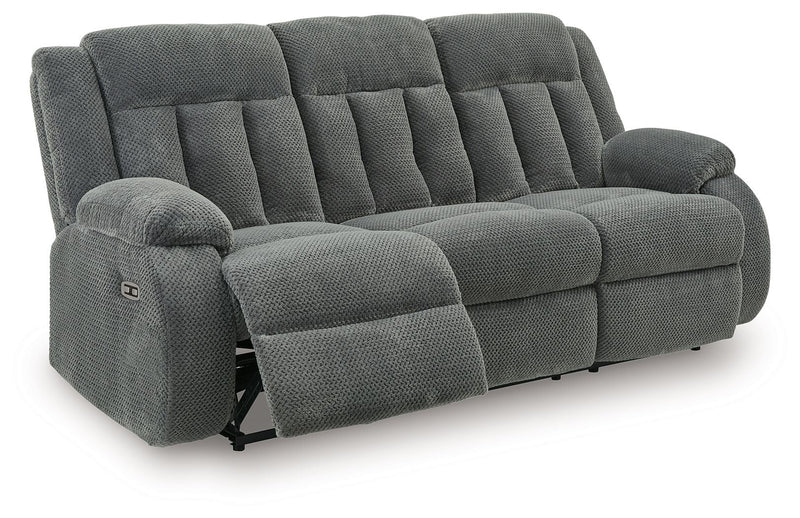 Observation - Reclining Power Sofa With Drop Down Table - Steel
