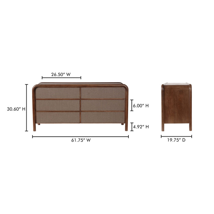 Rye - 6 Drawer Dresser - Warm Brown