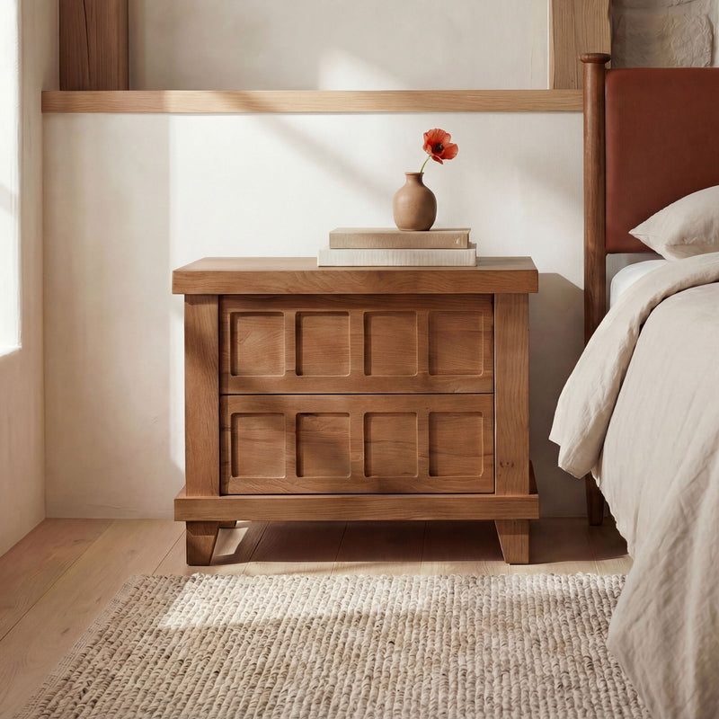 Enya - Nightstand - Red / Oak